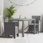 vidaXL Tuin Eettafel Set 3 pcs Lichtgrijs Polt riet, Verzenden, Nieuw