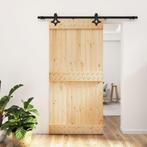 vidaXL Schuifdeur met beslag 100x210 cm massief grenenhout, Doe-het-zelf en Bouw, Deuren en Vliegenramen, Verzenden, Nieuw