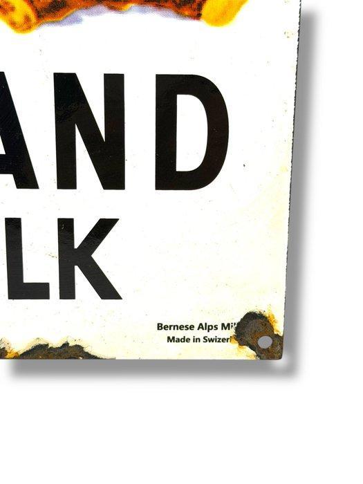 Emaille plaat - Bear Brand - Zwitserse melk - Emaille, Antiek en Kunst, Antiek | Wandborden en Tegels