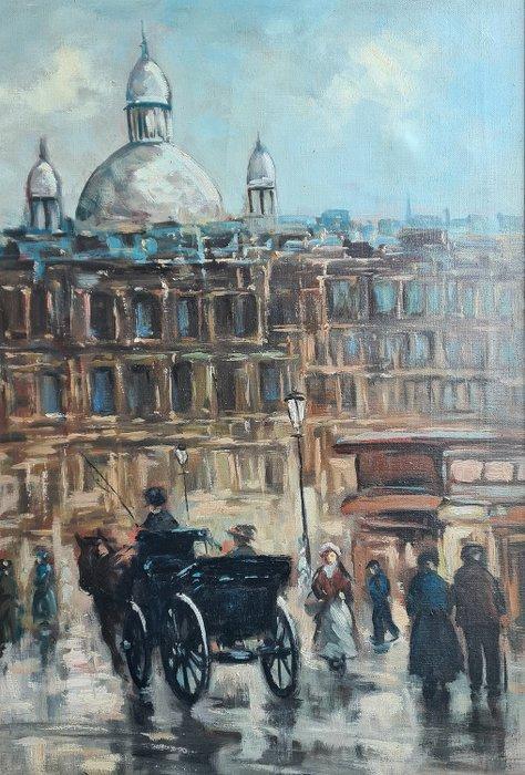 Jacob London. (1872 - 1953.) - Stadsgezicht met koetsier en, Antiek en Kunst, Kunst | Schilderijen | Klassiek