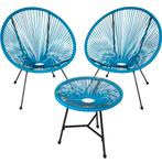 tectake Set van 2 stoelen Santana met tafel - blauw, Tuin en Terras, Verzenden, Nieuw