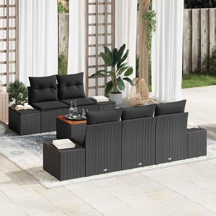 vidaXL Tuinbank Set 6 pcs Zwart, Tuin en Terras, Tuinsets en Loungesets, Nieuw, Verzenden