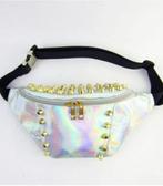 Grote Iridescent Heuptas Zilver Holografisch Gouden Studs Fa, Handtassen en Accessoires, Tassen | Damestassen, Ophalen of Verzenden