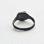 Zijden Route, Cent-Azië Brons Ring met Agaath Ibex Intaglio