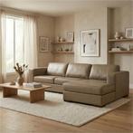 Leren hoekbank Flow - 2,5 zits arm links + longchair rechts, Ophalen of Verzenden