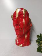 Beeld, head red with gold  paint - 50 cm - polyresin