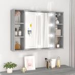 vidaXL Spiegelkast met LED-verlichting 76x15x55 cm grijs, Verzenden, Nieuw