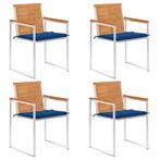 vidaXL Tuinstoelen 4 st met kussens massief acaciahout, Tuin en Terras, Tuinstoelen, Verzenden, Nieuw