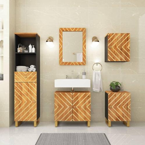 vidaXL 5-delige Badkamermeubelset massief mangohout bruin en, Huis en Inrichting, Badkamer | Badkamermeubels, Nieuw, Verzenden