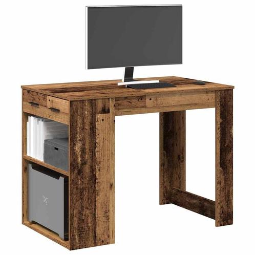 vidaXL Bureau met lade en plank 102x62x77,5 cm bewerkt hout, Huis en Inrichting, Tafels | Eettafels, Nieuw, Verzenden