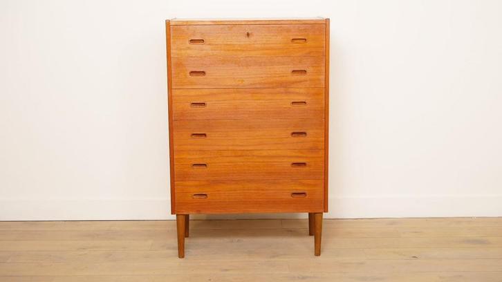 Vintage Deense ladekast | Teak | 6 lades | 119, Huis en Inrichting, Kasten | Ladekasten, Ophalen of Verzenden