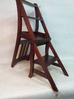 Trapje - Hout - Bibliotheek trapje/stoel, Antiek en Kunst