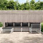 vidaXL 6-delige Loungeset met kussens staal wit, Tuin en Terras, Tuinsets en Loungesets, Verzenden, Nieuw, Loungeset