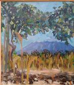 Raffaele De Rosa (1940) - Paesaggio con alberi e Vesuvio