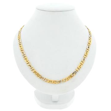 18 Krt. Bicolor gouden marine schakel ketting; Heren | 60 cm beschikbaar voor biedingen