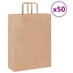 vidaXL Papieren zakken 50 st met hengsels 32x12x42 cm bruin, Diversen, Cadeauverpakkingen, Verzenden, Nieuw