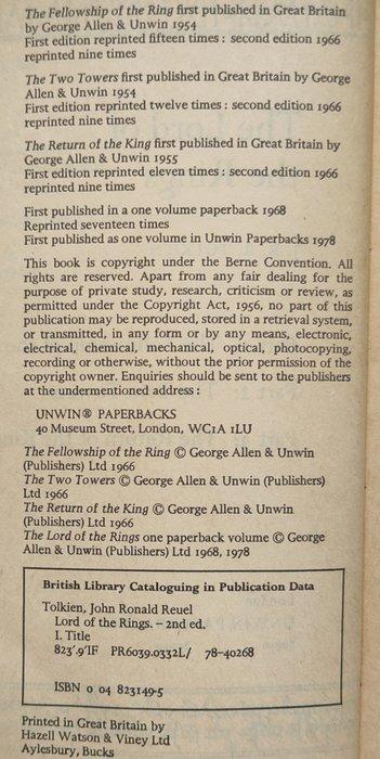 J.R.R. Tolkien - The Lord of the Rings - 1978, Antiquités & Art, Antiquités | Livres & Manuscrits