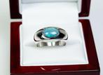 Zonder Minimumprijs - Ring 925 zilver - zwarte opaal, Handtassen en Accessoires, Ringen, Nieuw