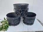 Bloempot (3) - Metaal - bloemen-plantenbak, Antiek en Kunst