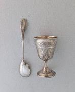 No Reserve - Spoon with - Eierdopje (2) - .950 zilver, Antiek en Kunst, Antiek | Zilver en Goud