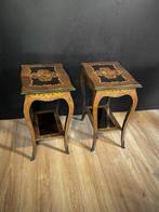 Nachtkastje - Hout - Paar nachtkastjes met inlegwerk, Antiek en Kunst