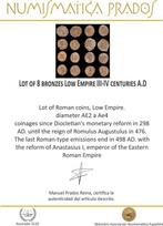 Romeinse Rijk Lote 8 monedas Æ acuñadas entre los siglos III