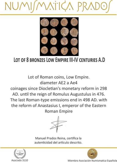Romeinse Rijk Lote 8 monedas Æ acuñadas entre los siglos III, Postzegels en Munten, Munten | Europa | Niet-Euromunten