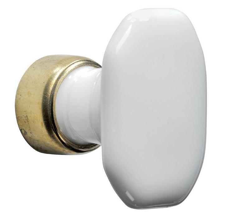 Meubelknop Octo ovaal porselein 36mm wit/messing ongelakt, Huis en Inrichting, Woonaccessoires | Overige, Nieuw