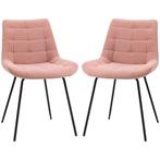 eetkamerstoel - RetroLiving - fluwelen bekleding - roze, Ophalen of Verzenden, Nieuw, Stof, Modern