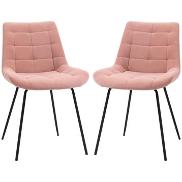 eetkamerstoel - RetroLiving - fluwelen bekleding - roze, Ophalen of Verzenden, Nieuw, Stof, Modern