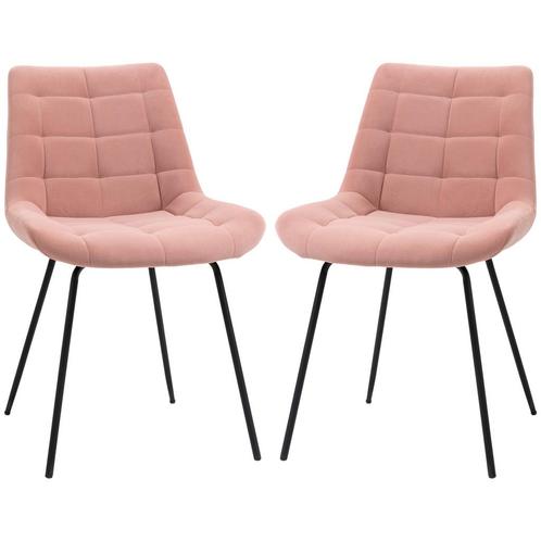 eetkamerstoel - RetroLiving - fluwelen bekleding - roze, Huis en Inrichting, Stoelen, Nieuw, Stof, Ophalen of Verzenden