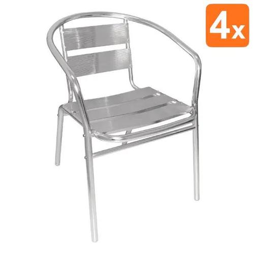 Stoelen | Aluminium | Grey | In-/Outdoor | Stapelbaar | 4, Zakelijke goederen, Horeca | Keukenapparatuur, Nieuw in verpakking