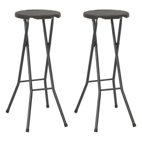 vidaXL Barkrukken inklapbaar 2 st rattan look HDPE en staal, Tuin en Terras, Tuinstoelen, Nieuw, Verzenden