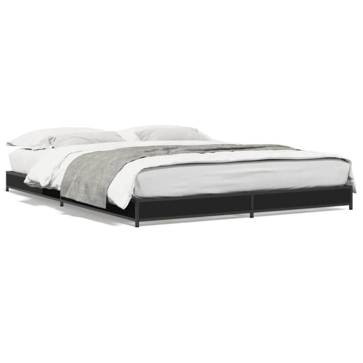 Bedframe Metaal/Hout 120x200 Zwart - Topdeal met 55% Kort..., Huis en Inrichting, Slaapkamer | Bedden, 120 cm, 200 cm, Zwart, Nieuw