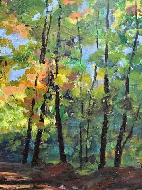 École Catalane (XX) - Lumière entre les arbres - NO RESERVE, Antiek en Kunst, Kunst | Schilderijen | Klassiek