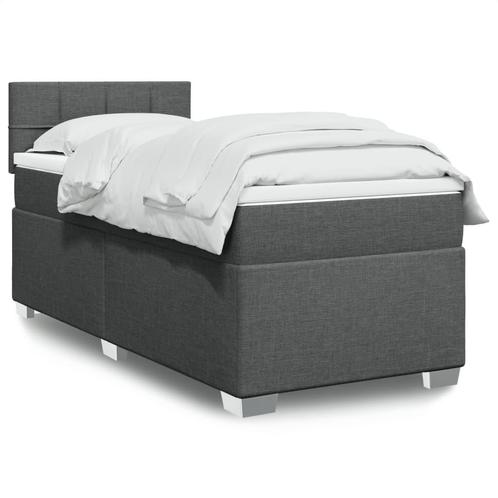vidaXL Boxspring met matras stof donkergrijs 90x200 cm, Huis en Inrichting, Slaapkamer | Bedden, Nieuw, Verzenden