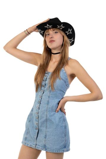 Cowboyhoed Zwart Sterren Steentjes Zwarte Cowboy Western Hoe, Kleding | Dames, Ophalen of Verzenden, Nieuw