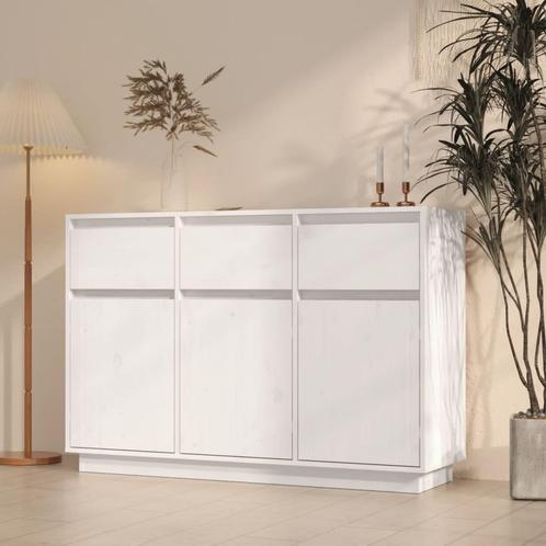 vidaXL Dressoir 110x34x75 cm massief grenenhout wit, Huis en Inrichting, Kasten | Dressoirs, Nieuw, Verzenden