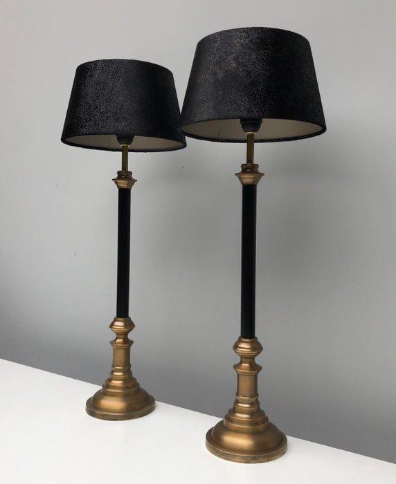 Tafellamp - Messing, Textiel - Twee schemerlampen, Antiek en Kunst, Curiosa en Brocante