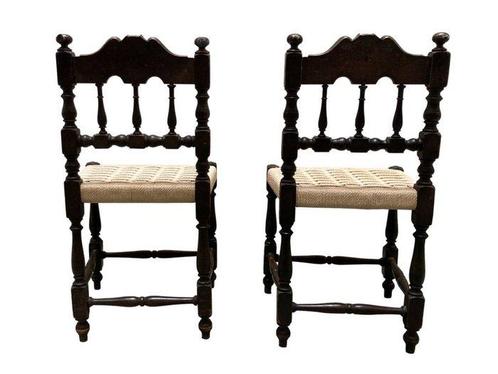 Stoel - Hout - Gespannen houten en gevlochten touwen set, Antiek en Kunst, Curiosa en Brocante