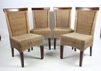 Stoel - Vier stoelen - houten, gevlochten riet
