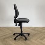 Tweedehands werkplaats verstelbare stoel, zwart skai leder, Huis en Inrichting, Bureaustoelen, Ergonomisch, Gebruikt, Zwart, Bureaustoel