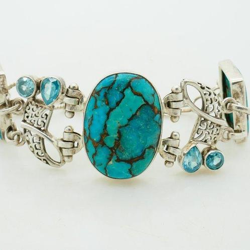 925 Argent - Bracelet Turquoise - Topaze, Bijoux, Sacs & Beauté, Bijoux anciens