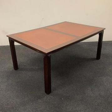 Tweedehands klassieke Engelse tafel met leer inleg, 180x120