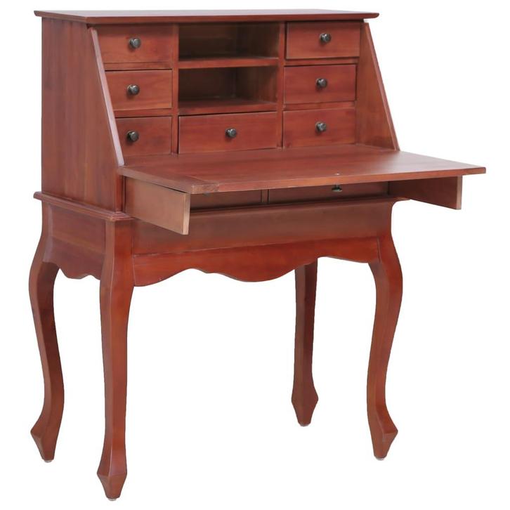 vidaXL Secretaire 78x42x103 cm massief mahoniehout bruin, Huis en Inrichting, Bureaus, Nieuw, Verzenden
