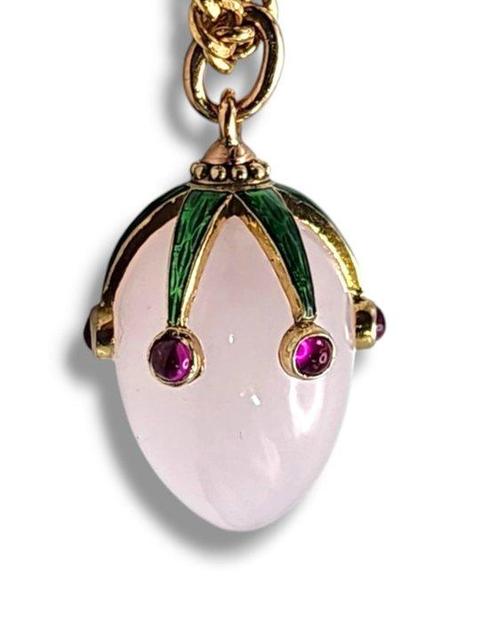 Pendentif - 14 carats Or jaune, Pendentif œuf impérial russe, Handtassen en Accessoires, Antieke sieraden