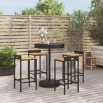 vidaXL 5-delige Tuinbarset poly rattan en massief acaciahout, Tuin en Terras, Verzenden, Nieuw