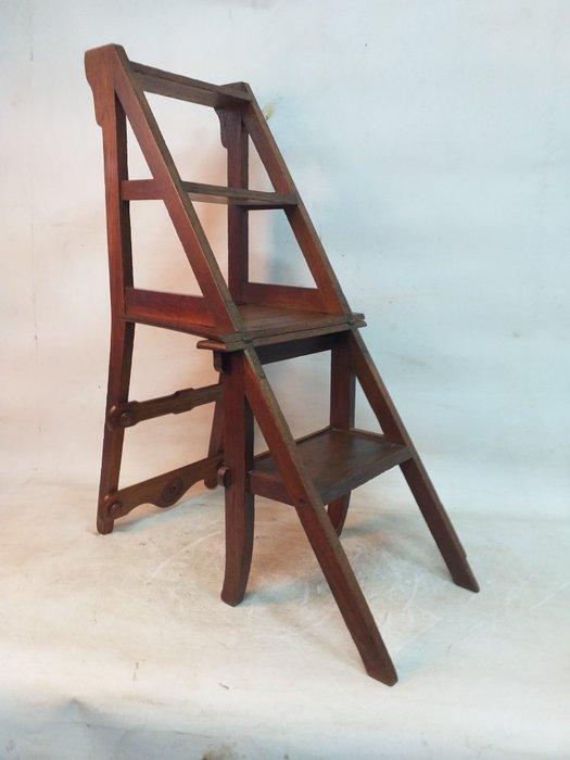 Trapje - Eik - Bibliotheek trapje/stoel, Antiek en Kunst, Kunst | Designobjecten