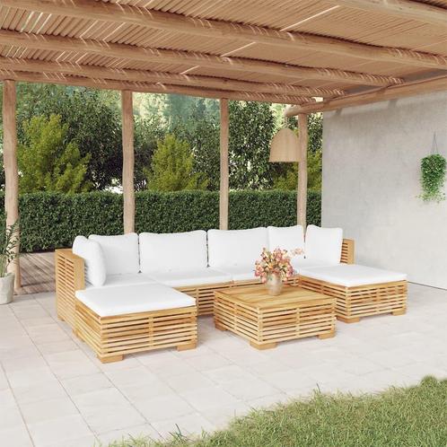 vidaXL Salon de jardin 7 pcs avec coussins Bois de teck, Jardin & Terrasse, Ensembles de jardin, Salons de jardin, Neuf, Envoi