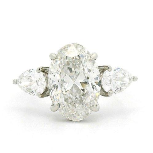 Zonder Minimumprijs - Ring Platina -  4.15ct. tw. Diamant, Handtassen en Accessoires, Ringen